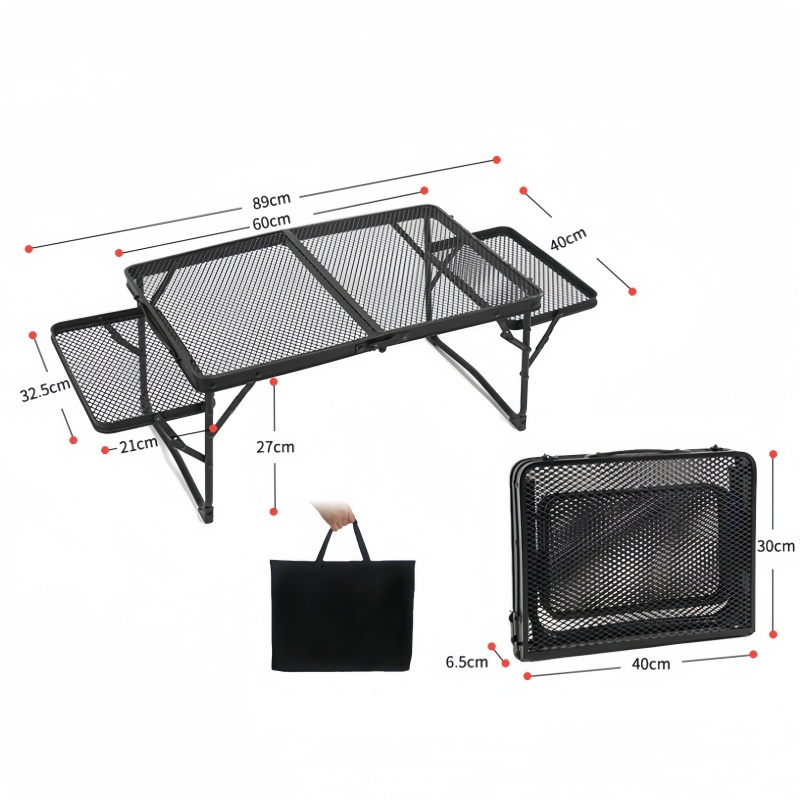 1pc ao ar livre mesa dobrável grade portátil mesa de piquenique acampamento festa piquenique churrasco prateleira armazenamento dobrável suprimentos viagem