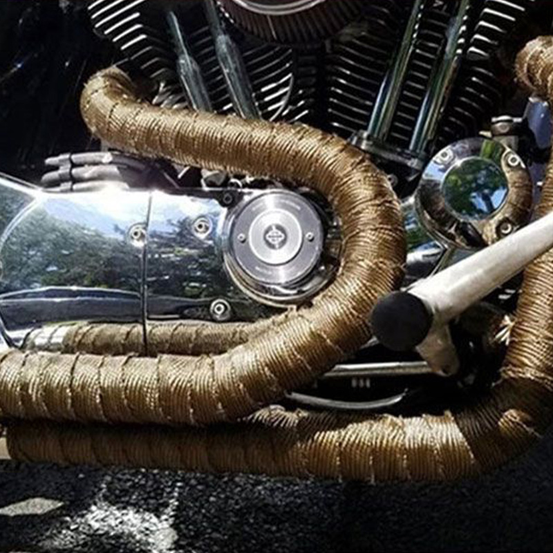 Rollo de tela de aislamiento térmico de fibra de vidrio para escape de motocicleta, piezas de protección de algodón con aislamiento blanco, negro y dorado