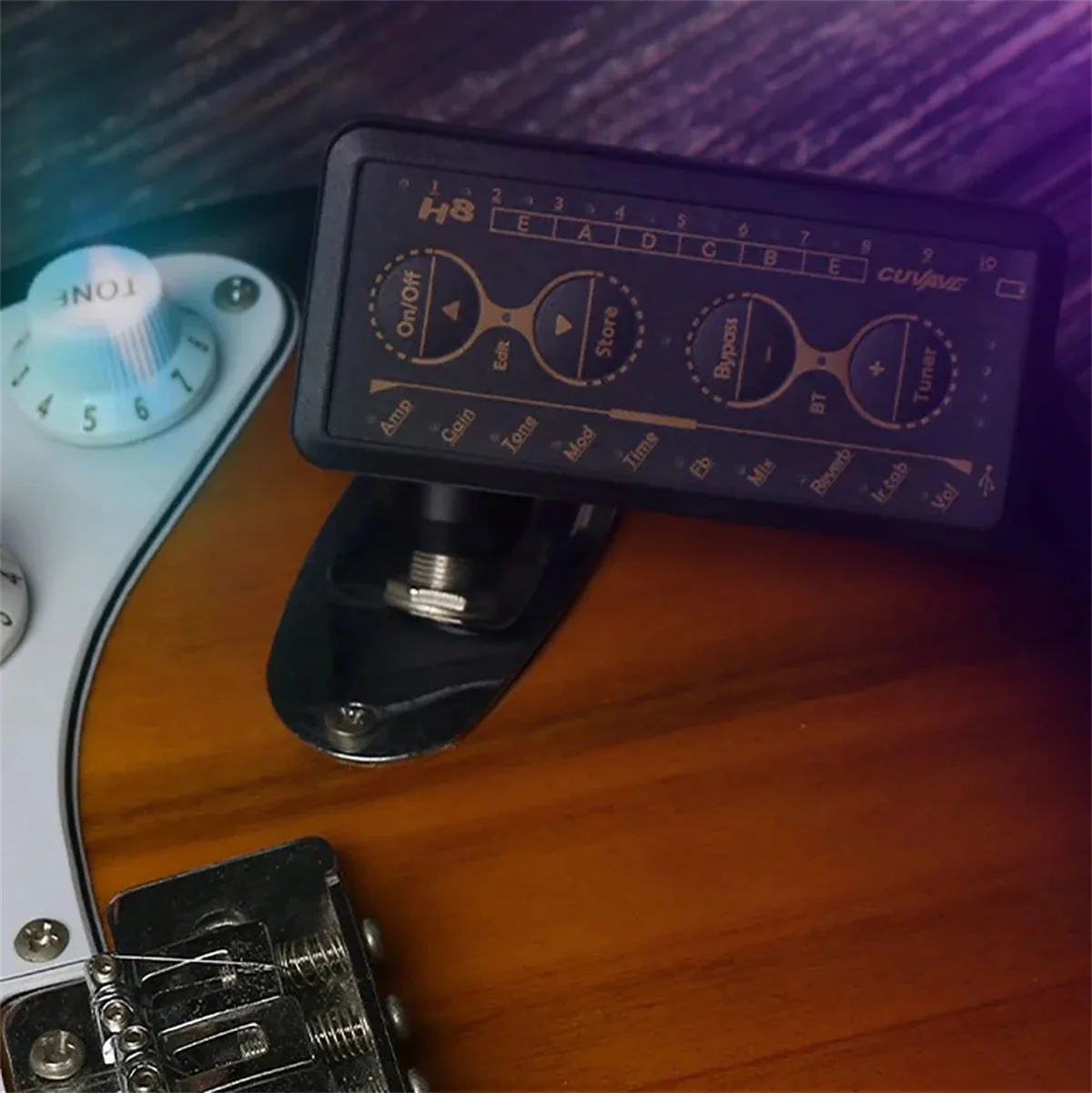 M-VAVE H8 Amplificatore per cuffie per chitarra Mini amplificatore per cuffie ricaricabile portatile Effetto riverbero con ritardo integrato per basso elettrico
