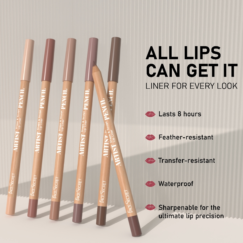 6pcs Face Secret Lip Liner Pencil Set,Ultra-Fine,Smooth Long Lasting Waterproof Matte Velvet,Brown Mixed Color