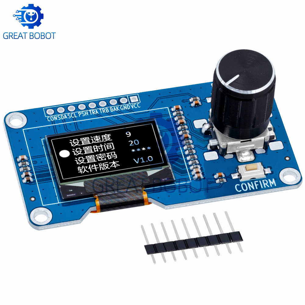 BS 0.96/1.3 inch White Blue oled display screen combined with EC11 rotary encoder module IIC interface for arduino