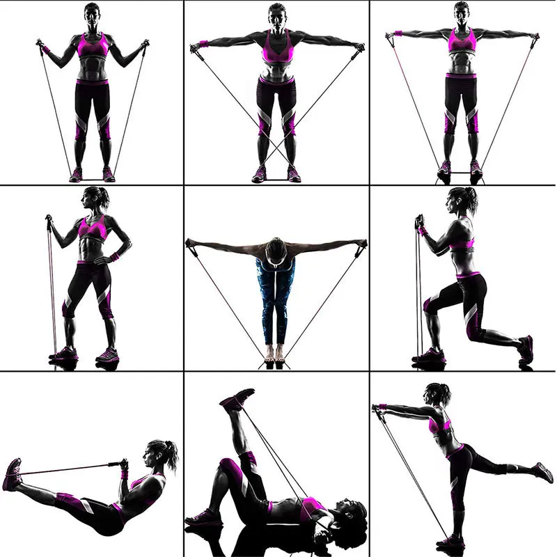 เชือกยางยืดต้านแรงดึงสำหรับออกกำลังกายอุปกรณ์ set Training อเนกประสงค์5สี11ชิ้น