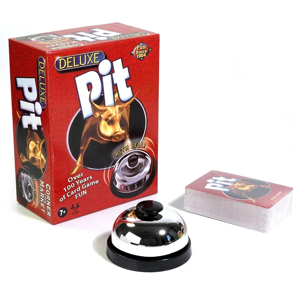 The Pit Game Deluxe pour les 7 ans et plus, jeu de société, contient 74 cartes tonifiées, cloche et règles