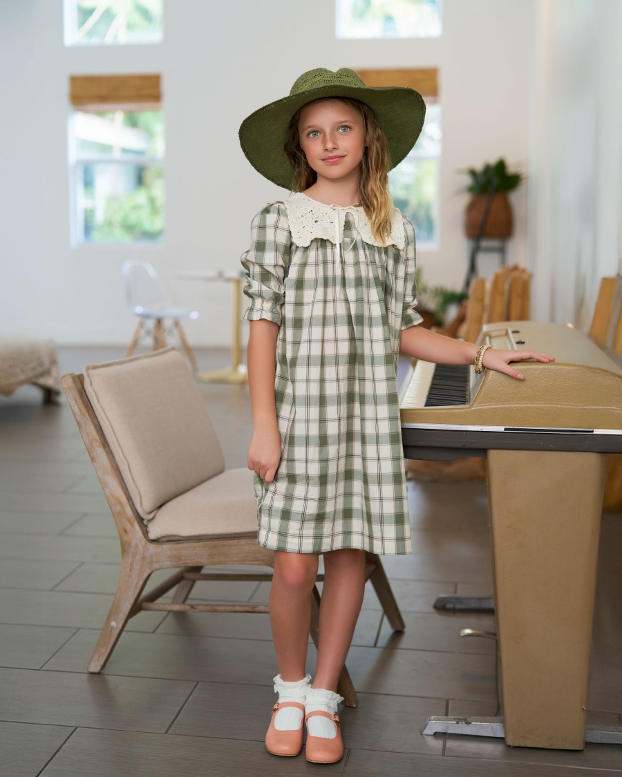 2025 como verão grade verde e rosa coleção floral irmão irmã família combinando 100% algodão meninos meninas roupas