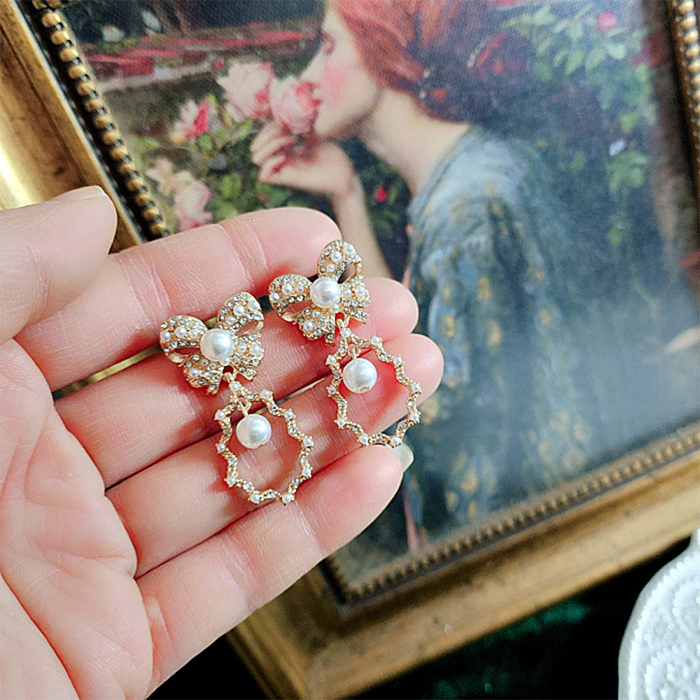 Pérola de vidro arco pingente colares, temperamento, presente de festa feminino, jóias vintage, atacado