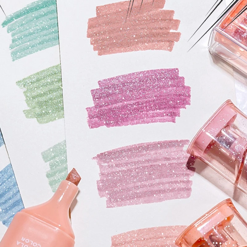 Marcadores com glitter, largura de linha flexível e tinta à base de água à prova de manchas para tomar notas espumantes, planejador, diário da bíblia