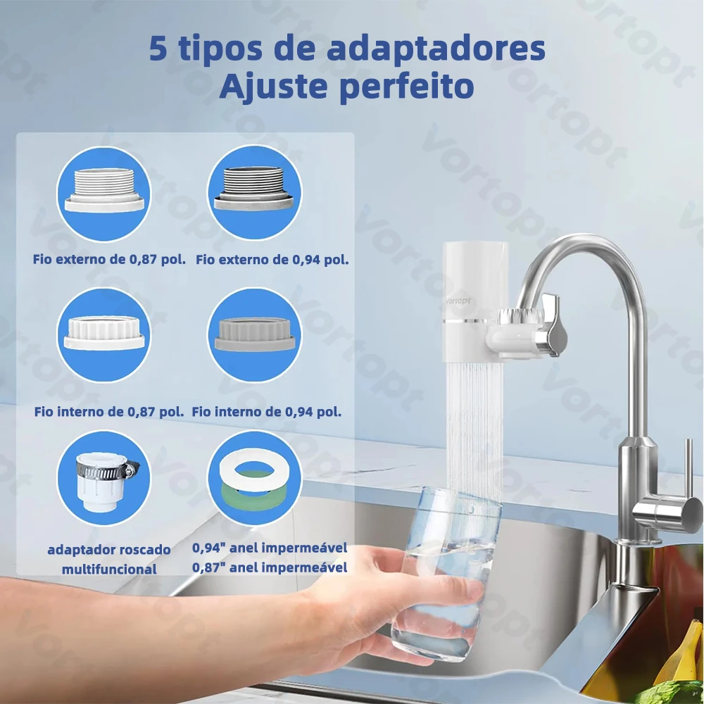 Vortopt Faucet Filtro de Água Purificador para Cozinha Home Filtro Drinking Filtration System 400 Galões CEC Mount Tap 0.5 GPM 5 estágios Filtro De Agua Torneira Com Filtro Torneira Com Filtro Purificador De Água