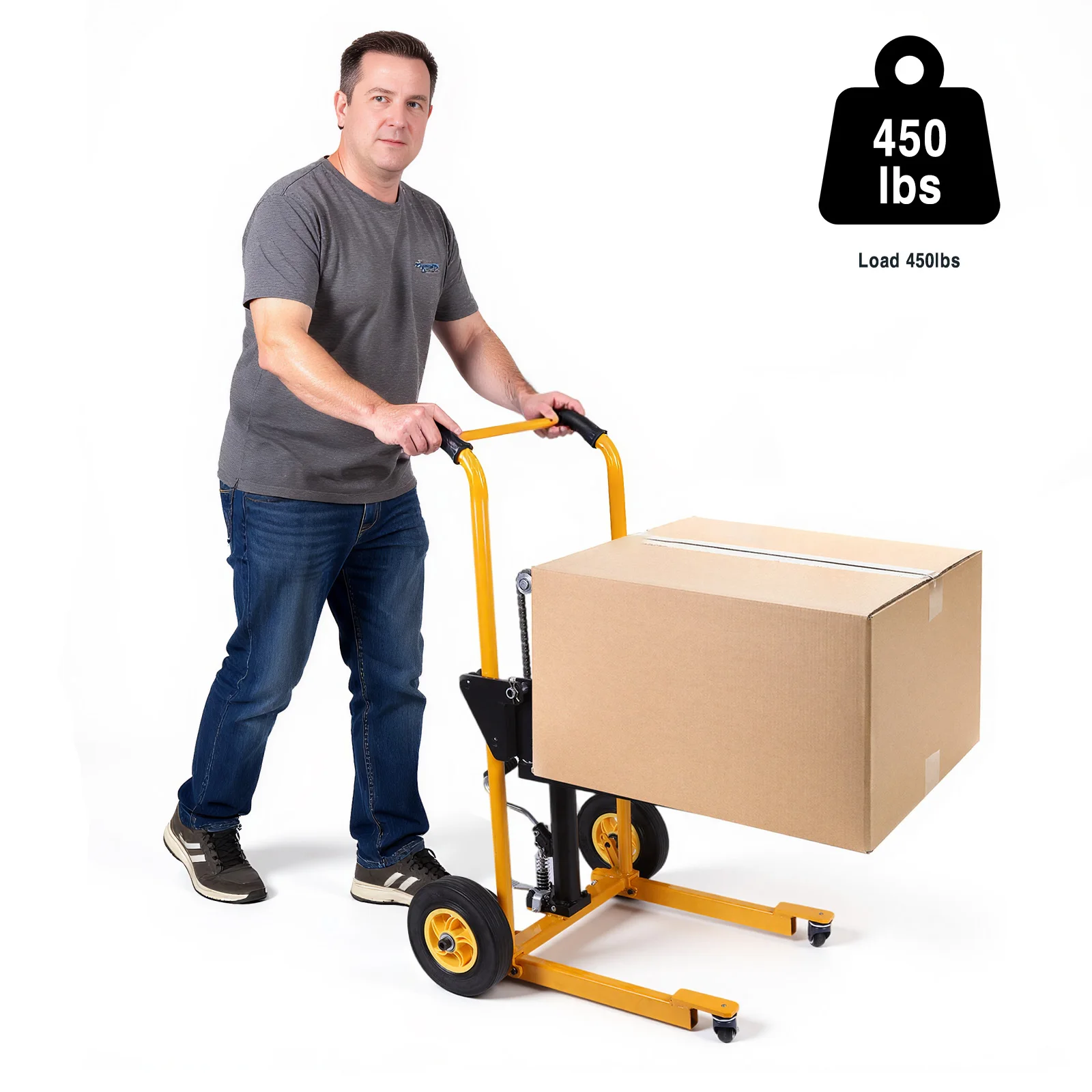 Mini Forklift Foldable Transport Lifting Cart with Swivel Wheels Hand Push Loading Trolley Lightweight for Commercial & Industry