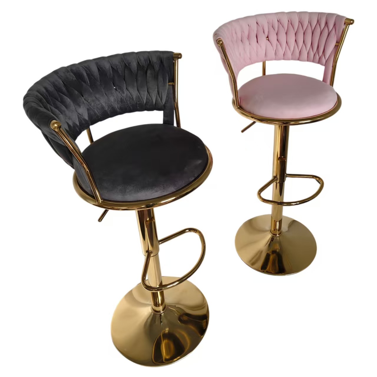 Silla de bar de lujo ligera, taburete alto, silla trasera para el hogar, rotación