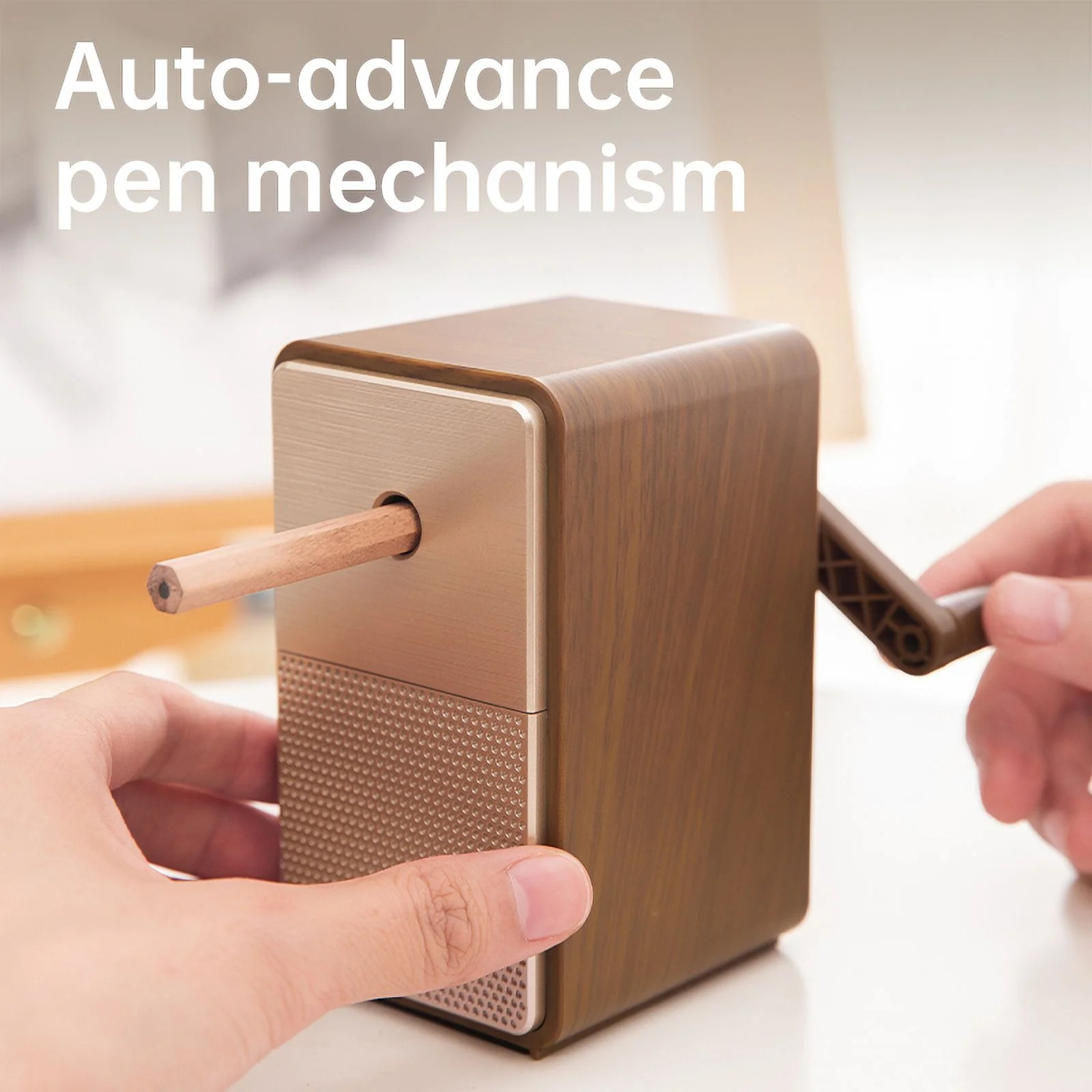 Deli Adjustable Pencil Sharpener with Long Lasting Blade Hand Crank Table Sharpeners Machine for Graphite Pencil Stationery