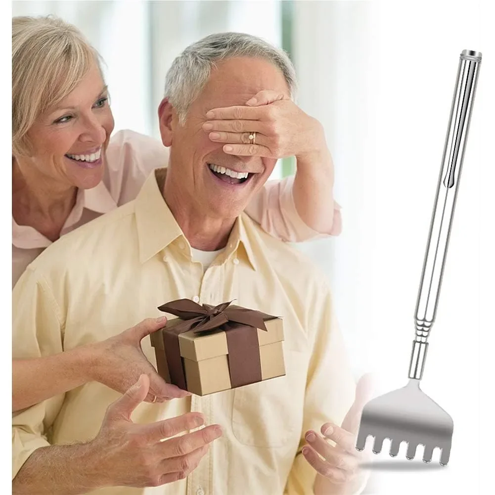 Rascador de espalda extensible para hombres, rascador de espalda telescópico portátil de Metal, masajeador de mano para regalos de cumpleaños y Navidad, 2 uds.