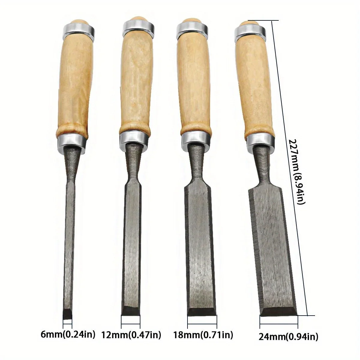 8/12/16/20mm 4 pezzi scalpelli per intaglio del legno set professionale per la lavorazione del legno con strumenti ergonomici per intaglio del legno strumenti ausiliari fai da te