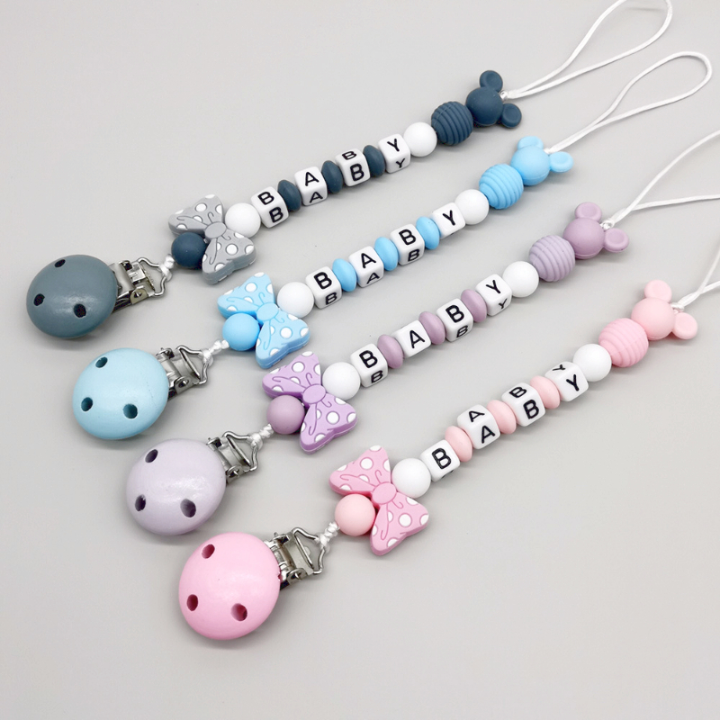 Clip para chupete de bebé, nombre personalizado, soporte para pezones para recién nacido, cadena, accesorios para bebés, colgante, juguetes para la dentición, regalos para masticar