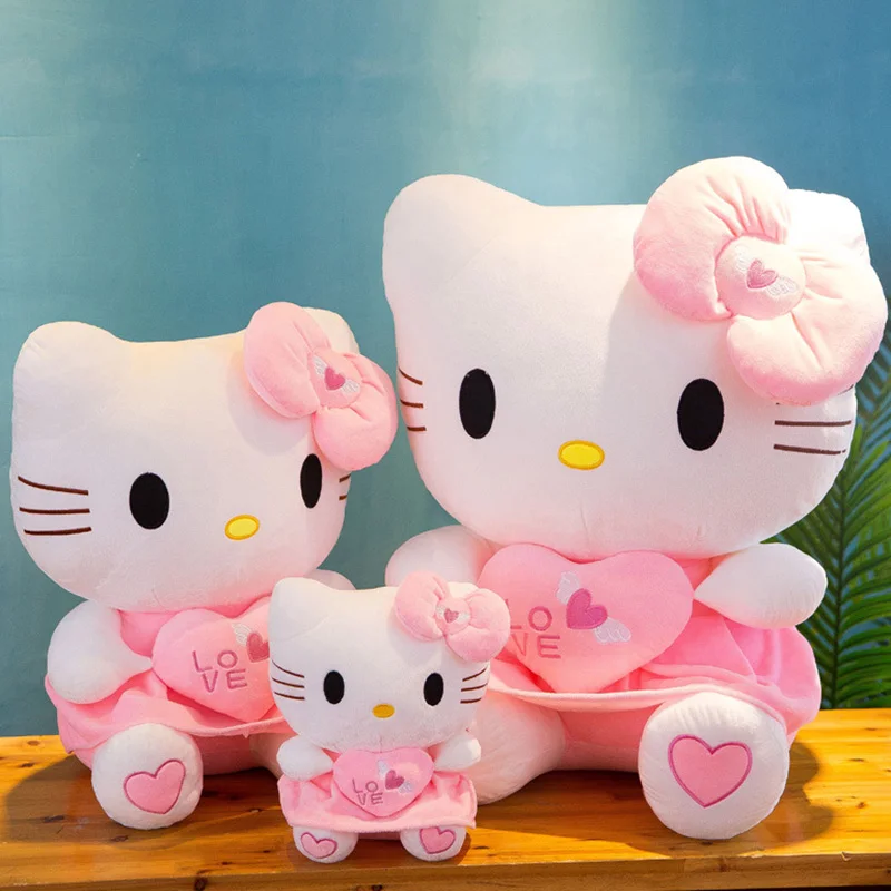 น่ารัก Hello Kitty สีชมพูตุ๊กตายัดไส้ของเล่นอะนิเมะการ์ตูน Plushie ตุ๊กตายัดไส้หมอนของเล่นเด็กวันเกิด Xmas ของขวัญ