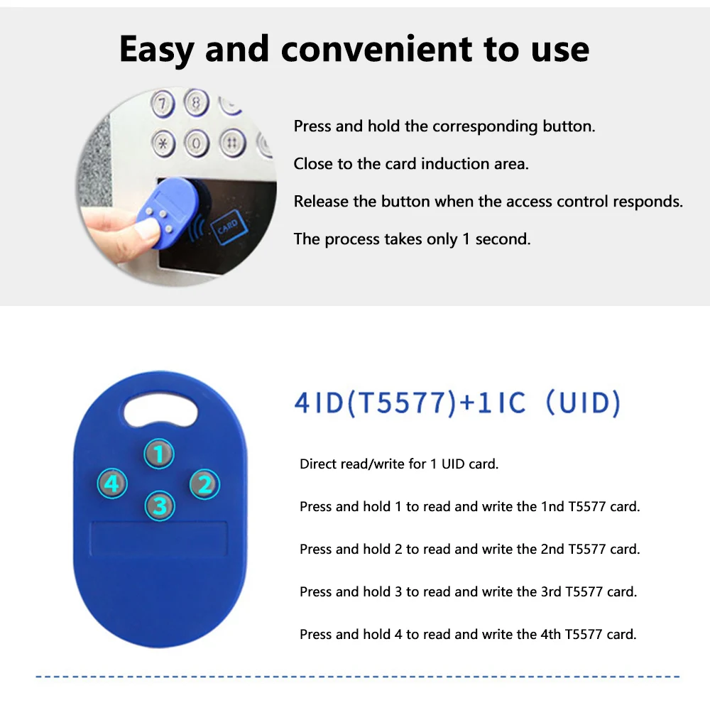 1 chiếc chìa khóa đa năng RFID 5 trong 1 125Khz t5577 em ID có thể ghi được IC 13.56Mhz 1K S50 uid thẻ chìa khóa có thể thay đổi