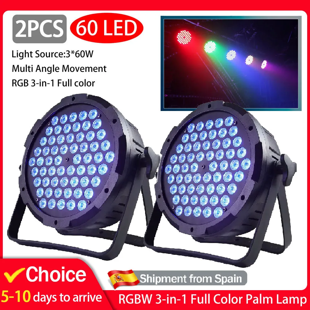 2 pçs 60*3w led par luzes dj festa restaurante luzes de discoteca controle dmx512 cor cheia luzes palco público festival lâmpada ambiente