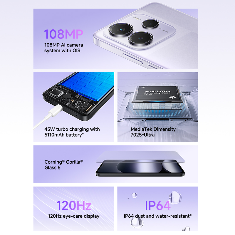 [World Premiere] Xiaomi Redmi Note 14 5G Global Version NFC Smartphone MTK Dimensity 7025-Ultra 108MP Camera 45W Turbo Charging