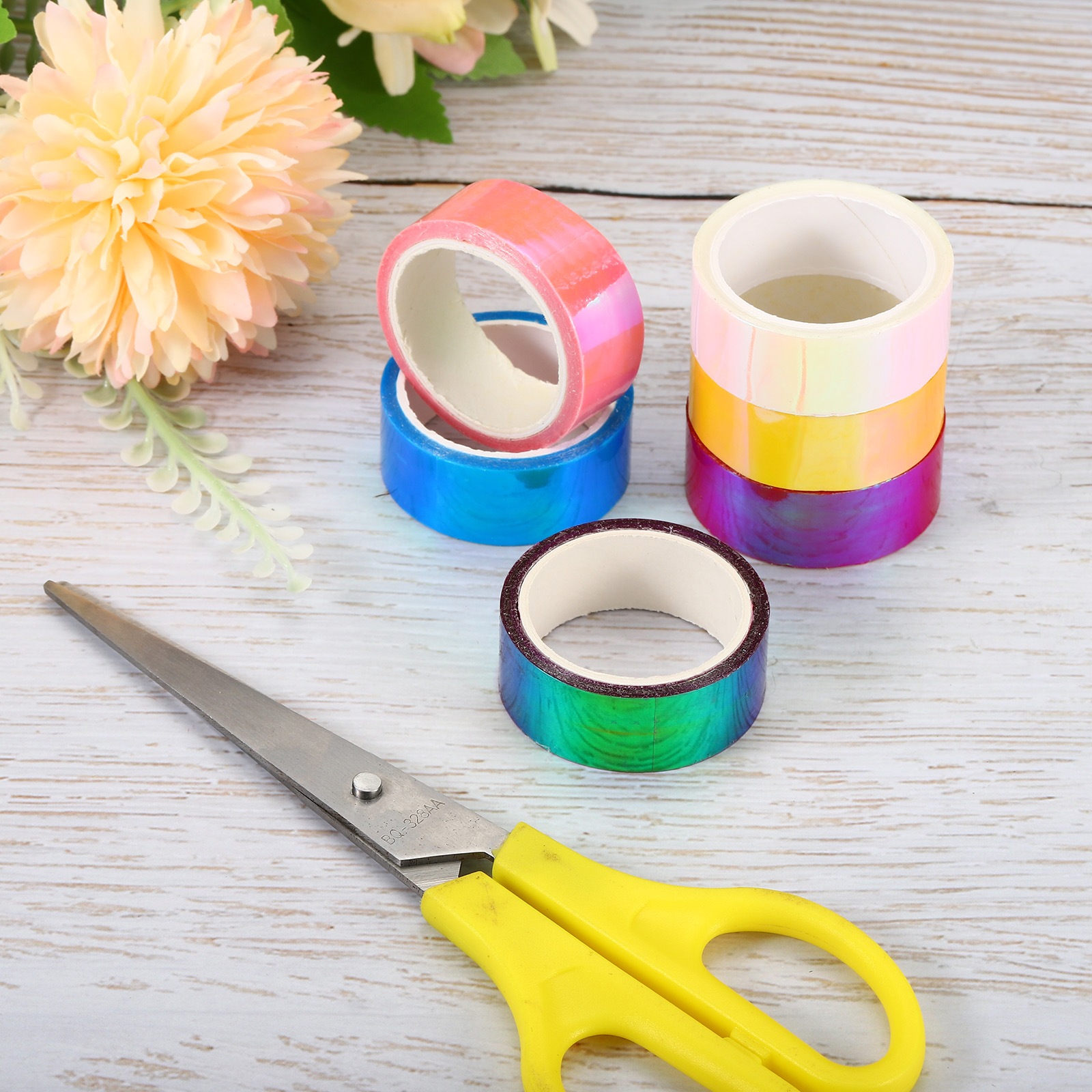 6 ロール 15 ミリメートル × 5 メートル金属テープ自己粘着ホログラフィック箔ミラーメタリックマスキングステッカー装飾スクラップブッキングマスキングテープ