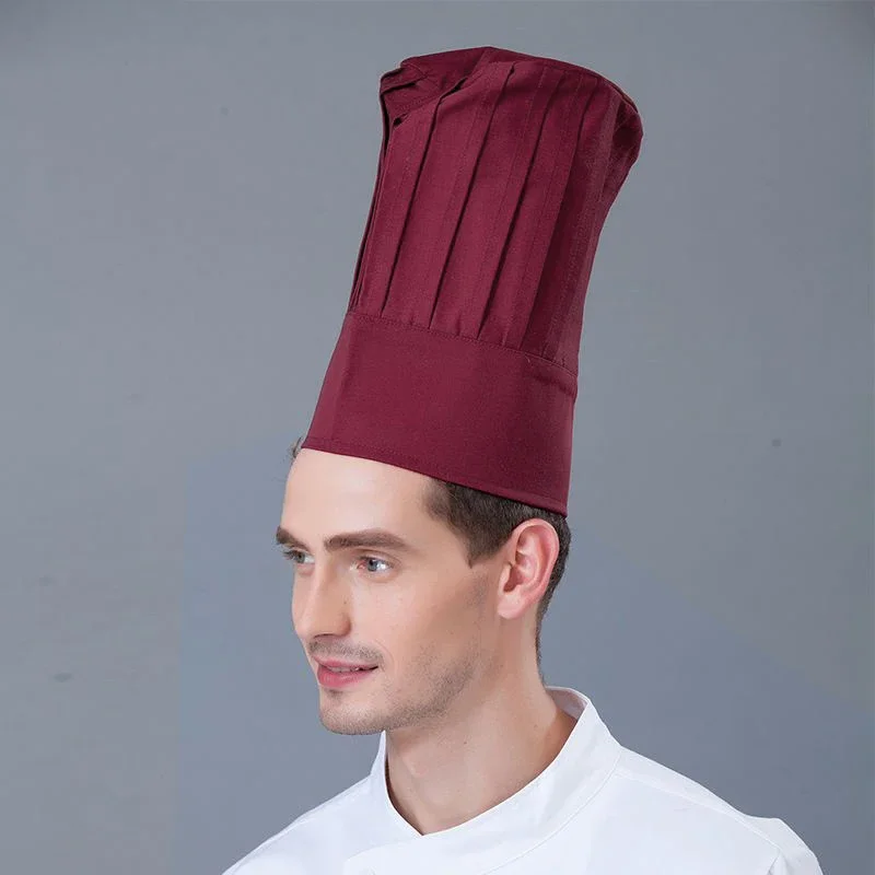 ผู้ชายห้องครัวหมวกยืดหยุ่นโรงแรมร้านอาหารห้องครัว Chef สูงหมวก Catering Serve เบเกอรี่ร้านเค้ก Breathable Cook หมวกขนาดกลาง