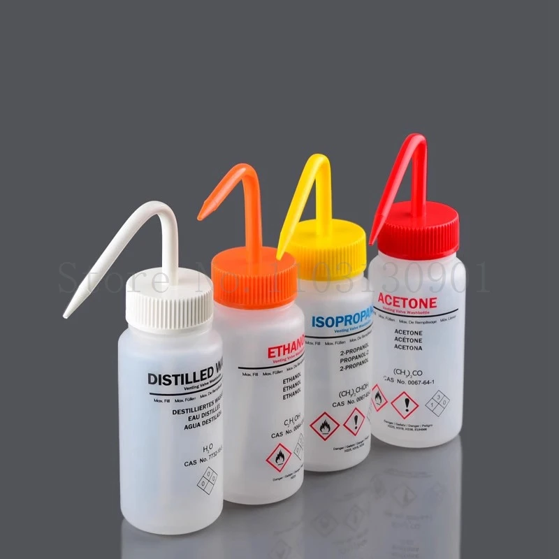 1pc 250ml 500ml Safe Wash Bottle with Label Acetone Methanol Ethanol Laboratory Cleaning Bottle