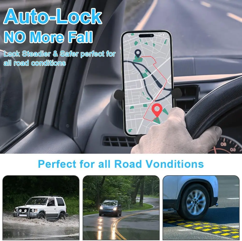 重力自動車電話ホルダー車のエアベント電話マウントユニバーサル耐衝撃ホルダーマウント 4.7-7 GPS クリップインチ携帯電話用
