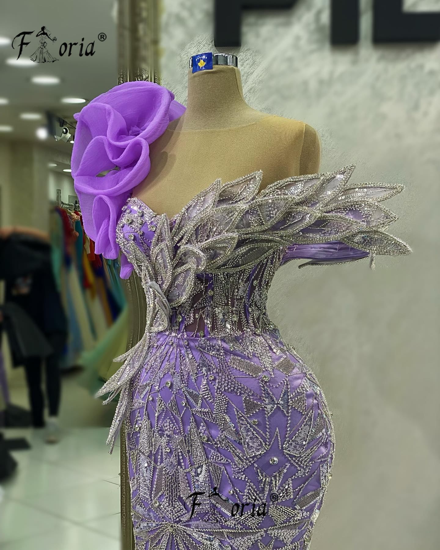 Elegante Dubai Perlen Meerjungfrau Formale Abendkleider Kristall 3D Applikationen Arabisch Prom Kleid Hochzeit Party Kleider Robe De Soiree