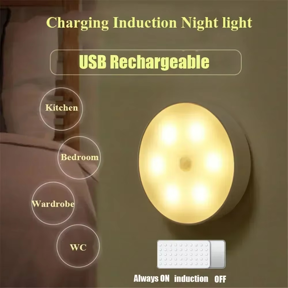 GGbingo HPH luz nocturna LED inalámbrica con Sensor de movimiento recargable por USB para armario de cocina escalera iluminación de armario