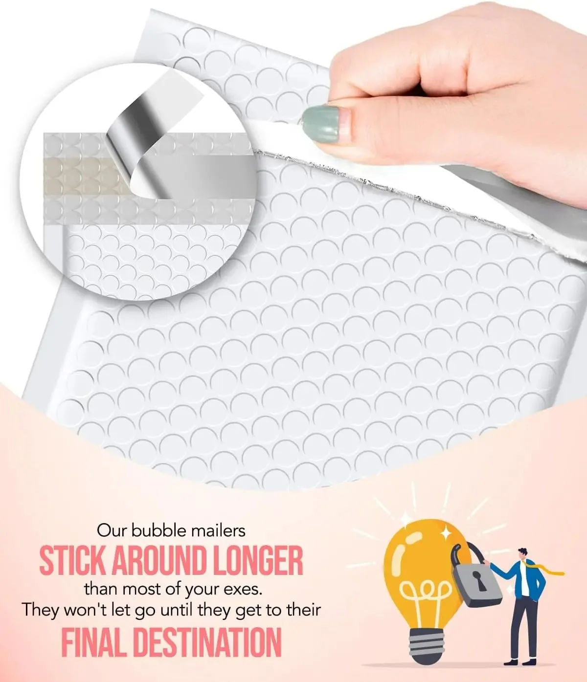20 ชิ้น/ล็อต Bubble Mailer Self Seal กระเป๋าพลาสติกซอง Self-Lock ซองจดหมายสําหรับธุรกิจ Mailing การจัดส่งบรรจุภัณฑ์