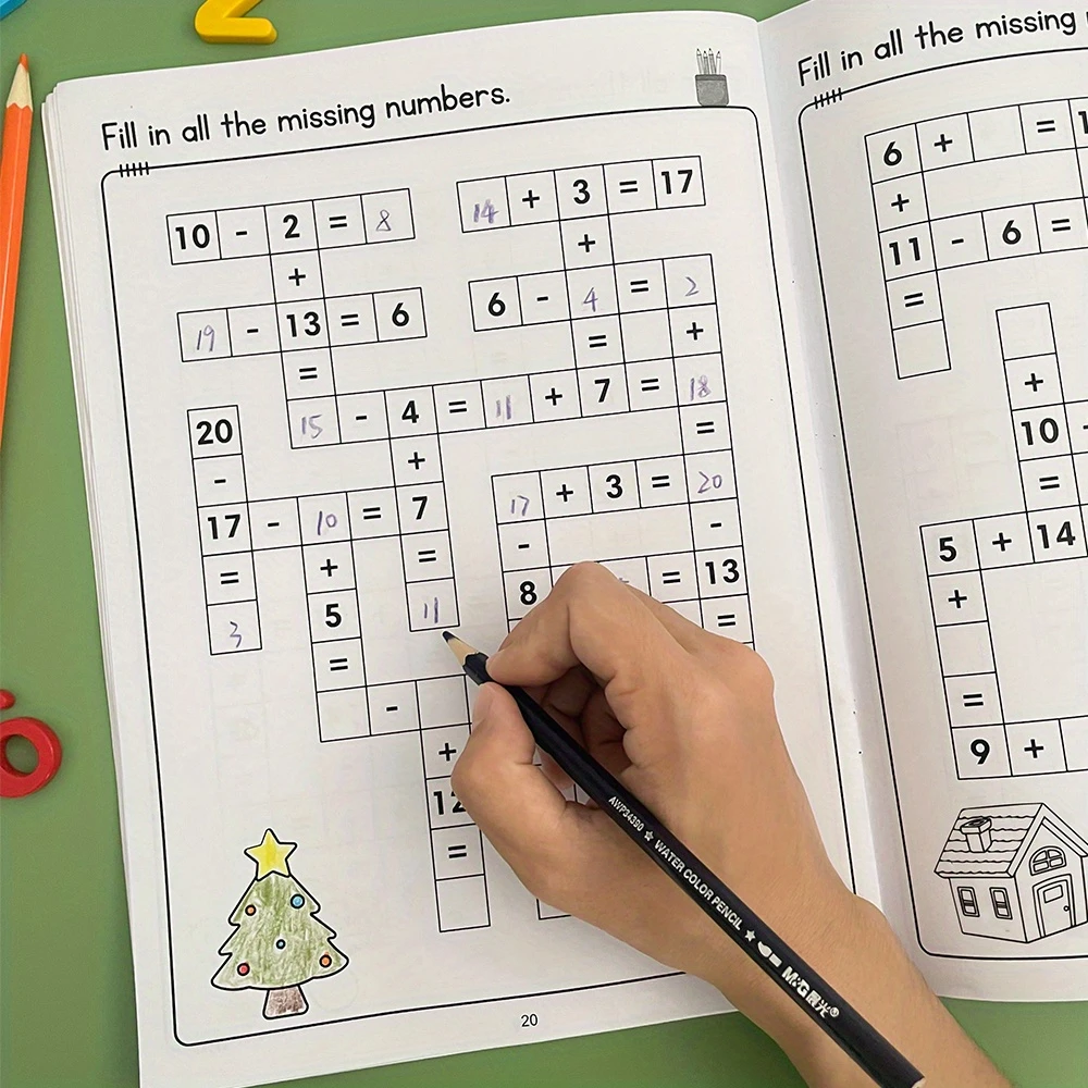 Cuaderno de ejercicios de matemáticas para niños: suma, resta, multiplicación, división con teclas de respuesta, juegos de pensamiento para aula escolar en casa