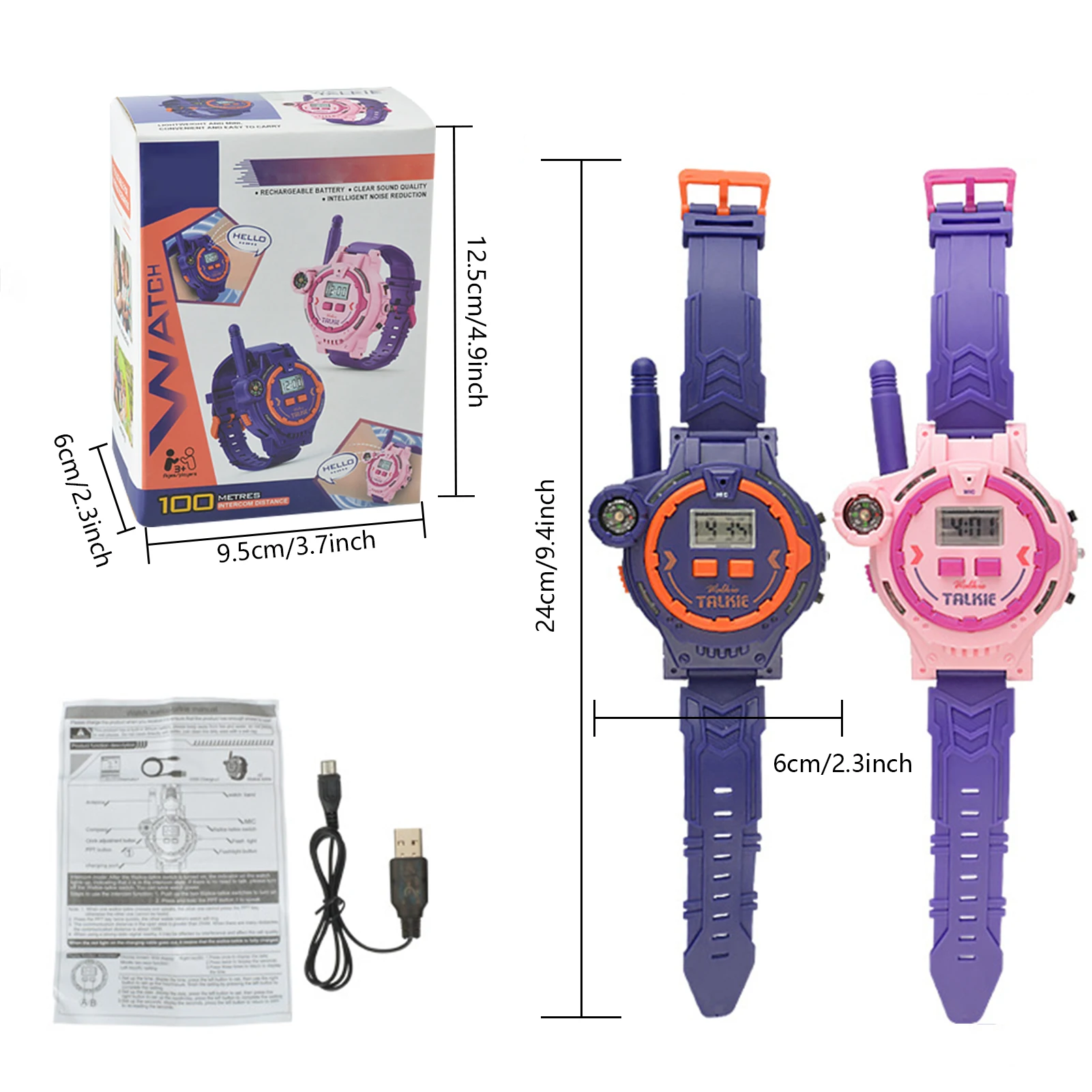 Walkie-talkie recargable para niños y niñas, walkie-talkie de dos vías, estilo Walky Talky