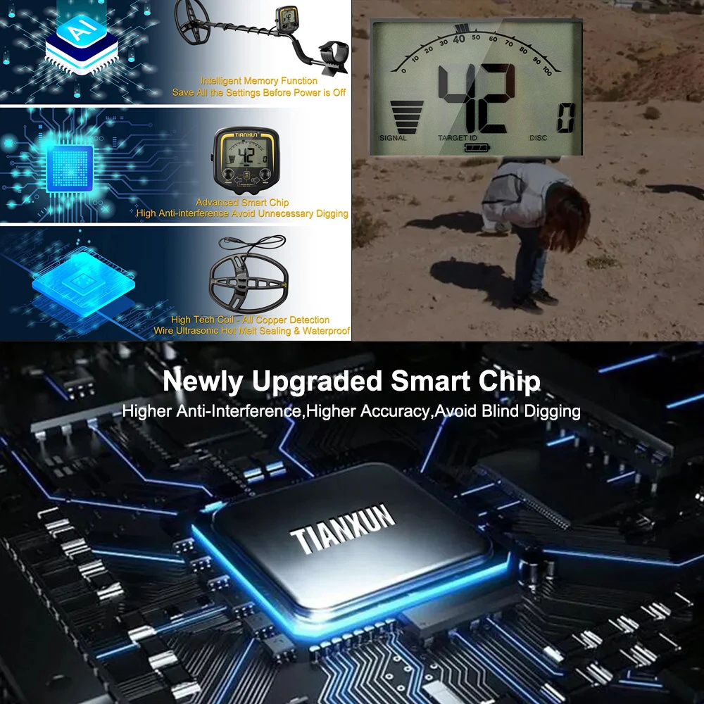 Détecteur de métaux d'or professionnel TX-850, trésors souterrains haute Performance, Modes Super stables, nouvel écran LCD Hunter