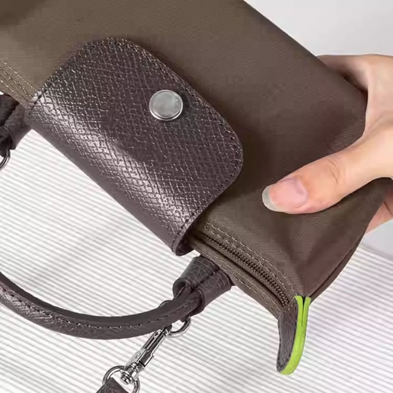 Correa de repuesto de cuero para bolso cruzado, compatible con Longchamp Mini, correa de hombro de Color tierra sin modificación de perforación