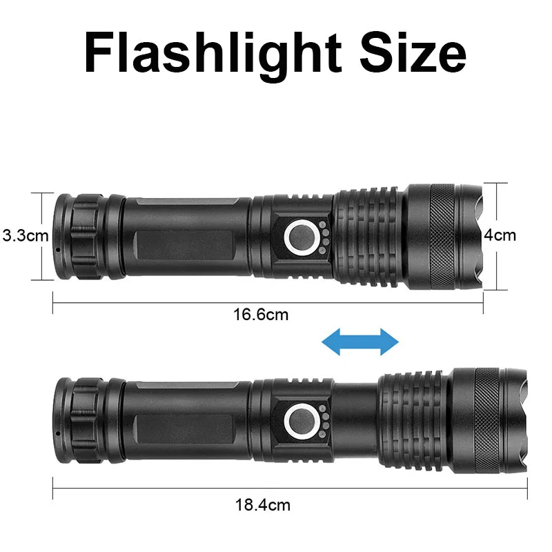 Wiederaufladbare Taschenlampen, leistungsstarke taktische LED-Taschenlampe, superhelle tragbare Jagd-Taschenlampe für Notfallwandern
