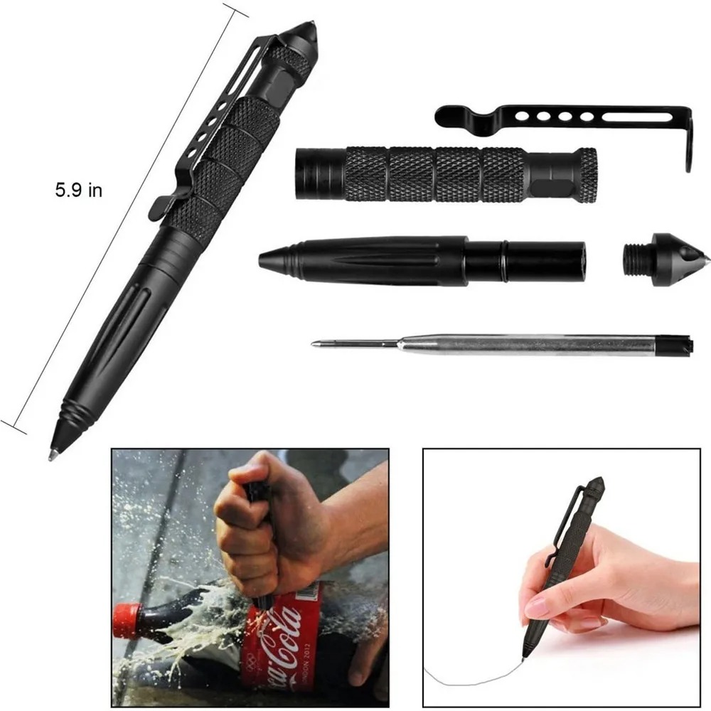 Stylo tactique Portable d'auto-défense, en aluminium d'aviation, brise-verre d'urgence, Protection de sécurité, survie, multi-outil EDC