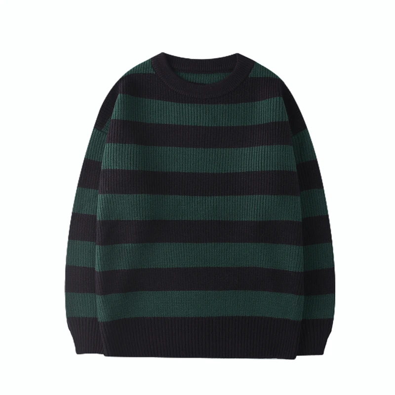 Gestreifter Strickpullover Herren Damen Vintage Tate Langdon Lose Pullover Harajuku Grün Warm Herbst Pullover Pullover Unisex Casual
