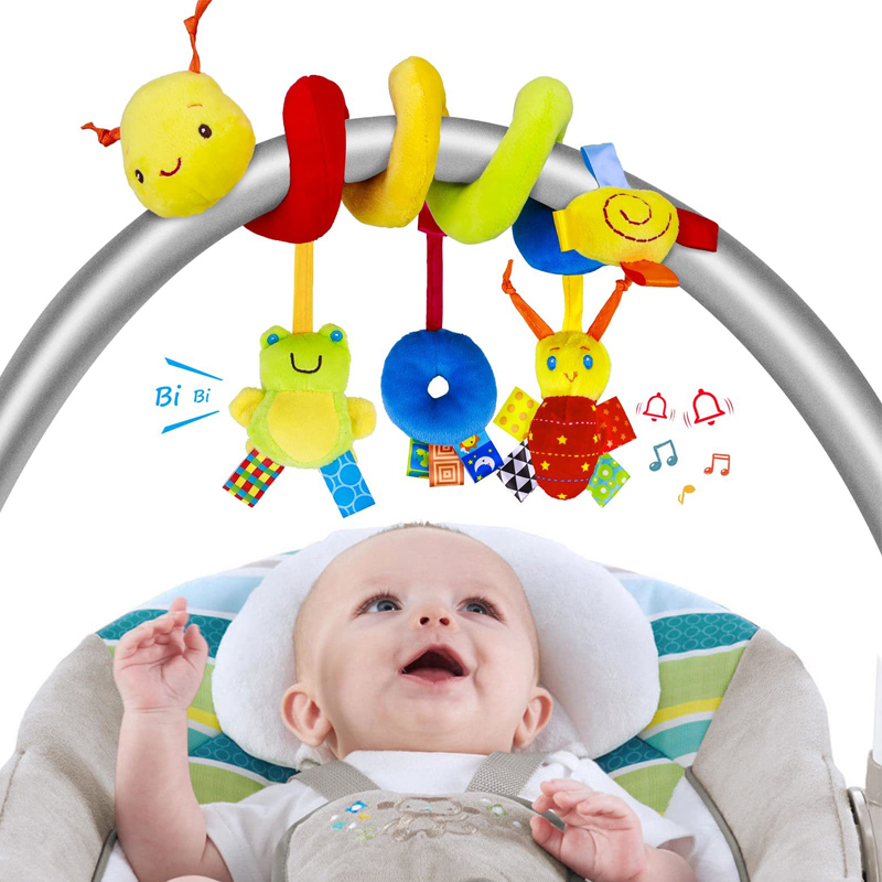 Cama de oruga para bebé alrededor del coche, rompecabezas, Rana, escarabajo, muñeca, calmante, cuna