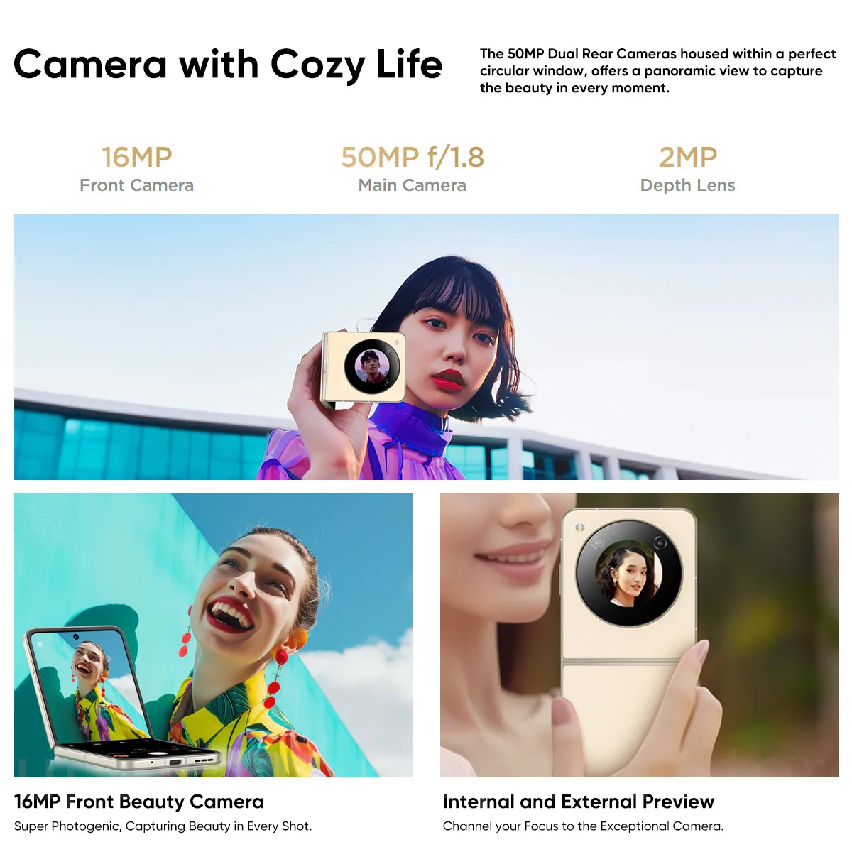 Smartfon ZTE Nubia Flip 5G z ekranem 6.9 cala 120Hz, procesorem Snapdragon 7 Gen 1, szybkim ładowaniem 33W, aparatem 50MP, wersja globalna.