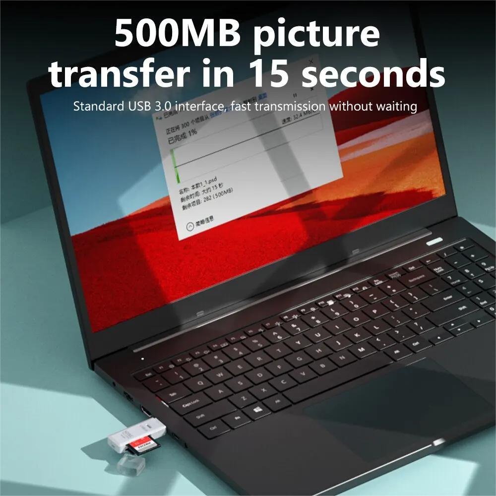 Lector de tarjetas USB 3,0/2,0 de alta velocidad 2 en 1 multifuncional compatible con computadora TF + SD, cámara para tableta, computadora portátil, montado en el coche