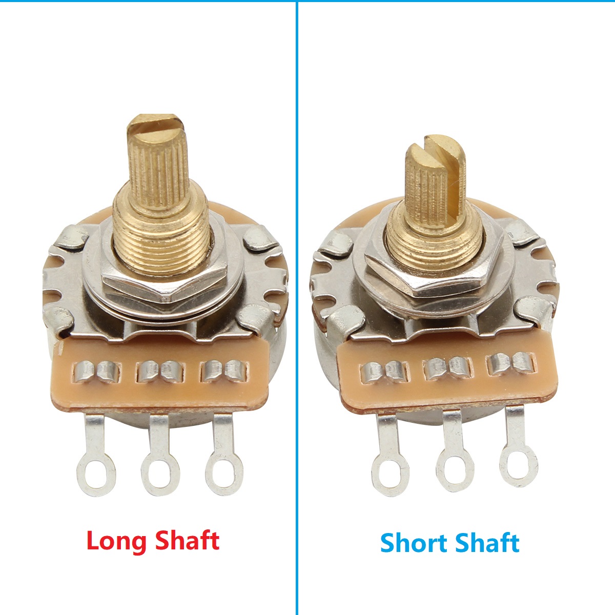 Potenciómetros de guitarra FLEOR, 2 uds., ollas finas de eje de latón con 24 esferas, 500K/250K, eje largo/curto, elija piezas de guitarra