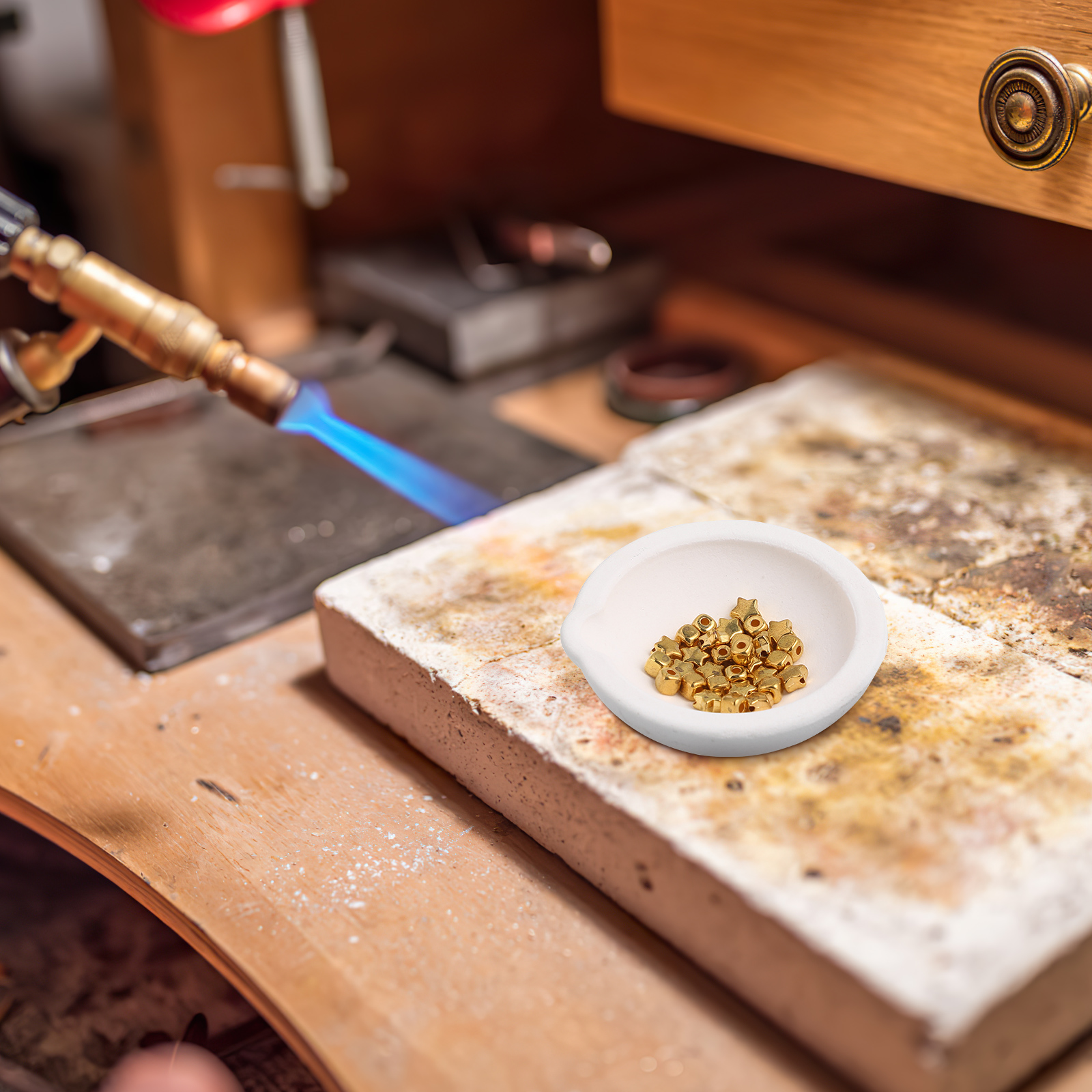 Gold และ Silver เครื่องประดับแหนบเบ้าหลอมสําหรับโลหะทํางาน Melting Kit Smelting เครื่องมือจานหม้อหล่อ Crucibles ควอตซ์อุปกรณ์