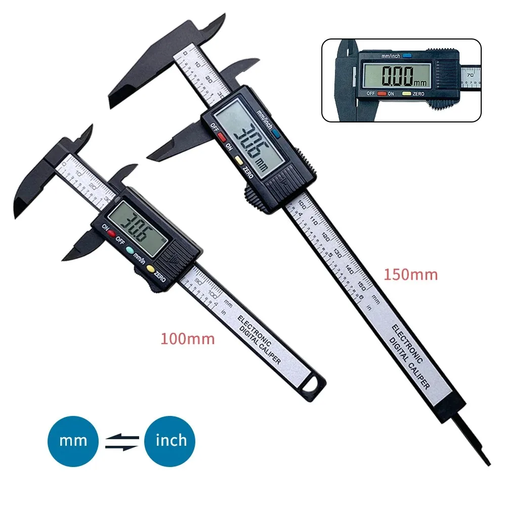 Nuevo Calibrador Digital electrónico de 150mm y 100mm, calibrador Vernier con esfera de fibra de carbono, micrómetro, regla Digital, herramienta de medición