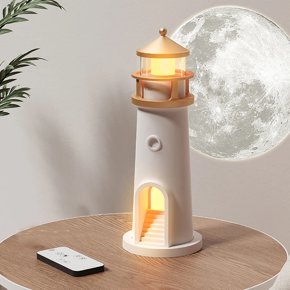 LED Mond Projektion Leuchtturm Körper Induktion Dimmbar Ambient Nachtlicht Bluetooth Lautsprecher Desktop Dekoration Licht für Geschenk