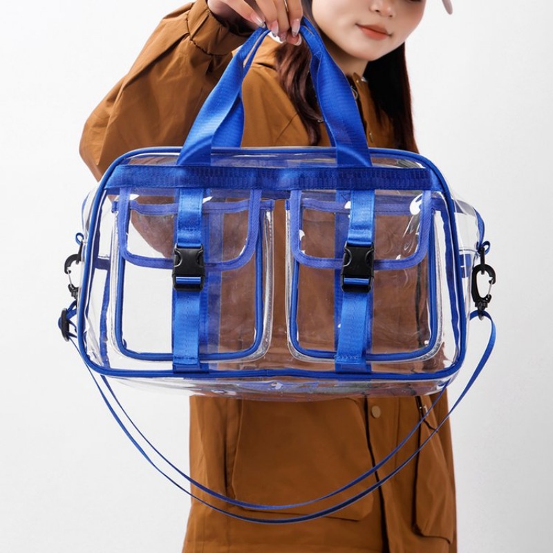 Модные универсальные однотонные прозрачные дорожные сумки из ПВХ, новинка 2025 года, горячая распродажа, простая повседневная сумка на молнии большой вместительности