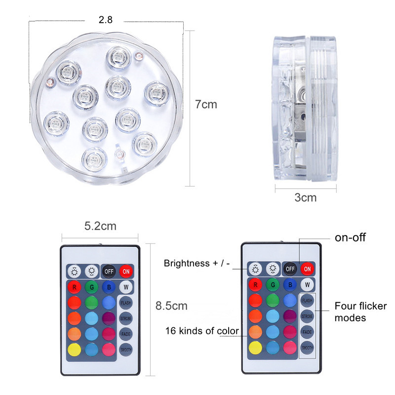 IP68 Chống Nước Nhiều Màu Chìm Đèn LED Dưới Nước Đèn Ngủ Đèn Bình Bát Đảng Cưới Trang Trí Giáng Sinh