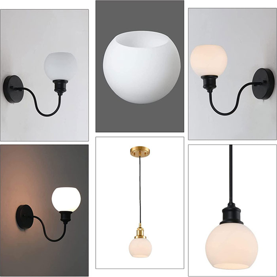 D4cm D3cm Öffnung Weißer Globus Glas Lampenschirm E27 E14 Milchglas Lampenschirm Ersatzteil Beleuchtungszubehör für Kronleuchter