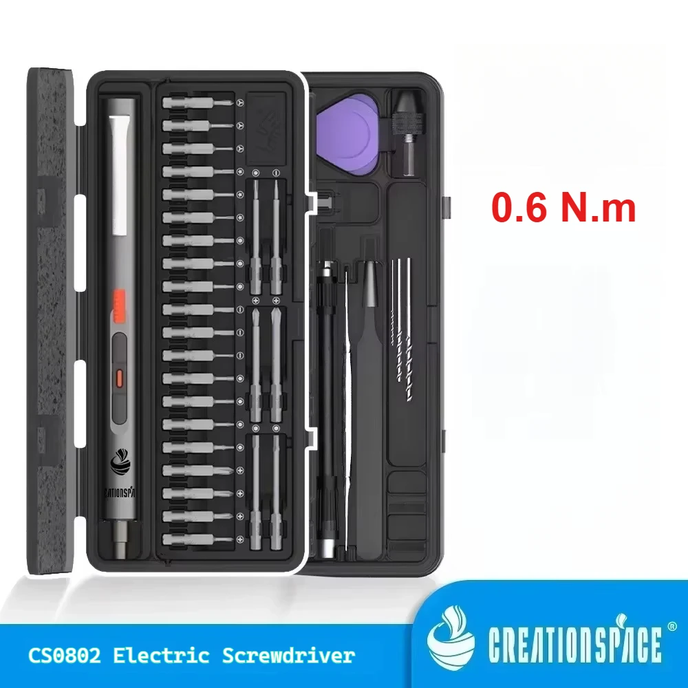 CreationSpace-CS0802A Juego de destornilladores y taladro eléctrico, mini destornillador eléctrico de doble propósito, herramientas eléctricas de perforación inalámbrica