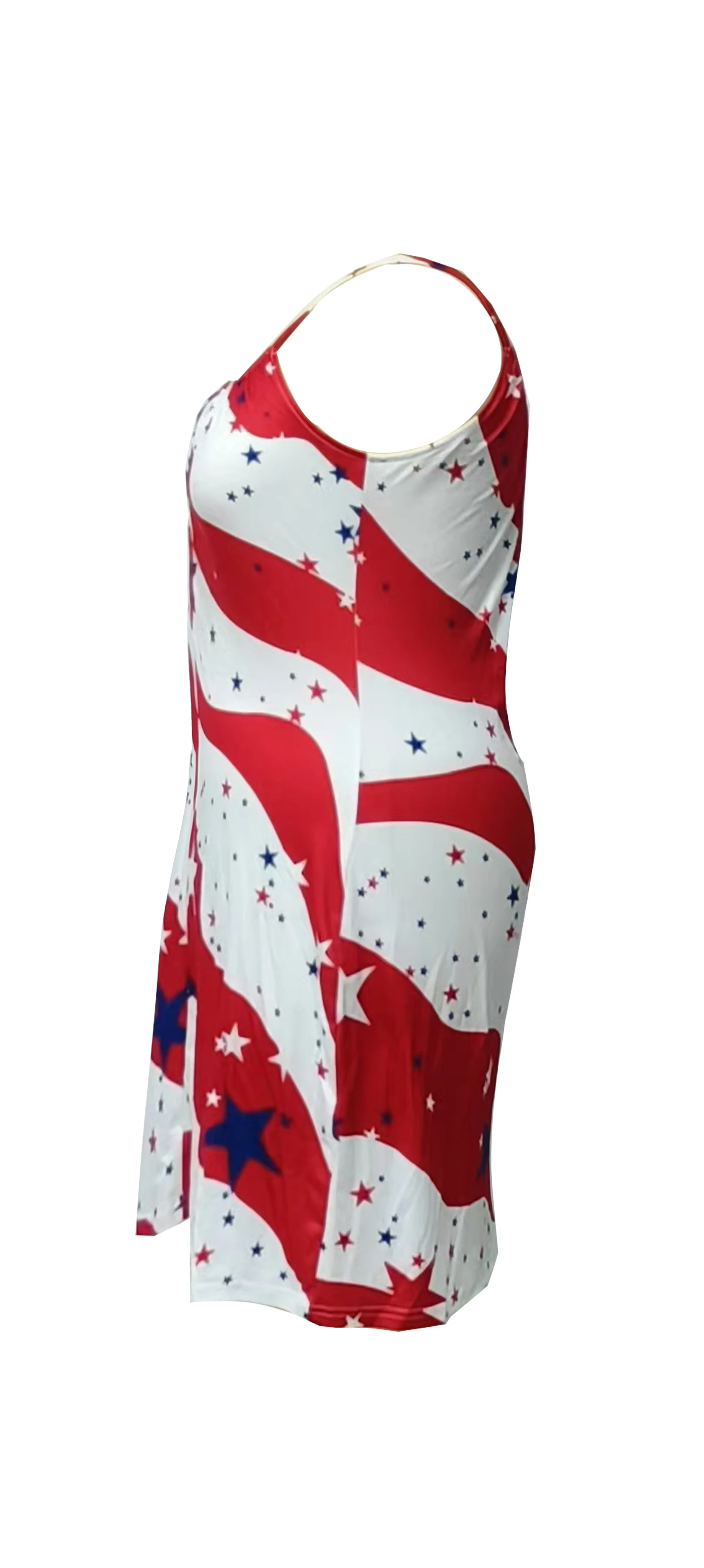 Plus Size Star Print Slip Kleid lässig ärmelloses Kleid mit Rundhals ausschnitt für Frühling & Sommer Damen Plus Size Kleidung