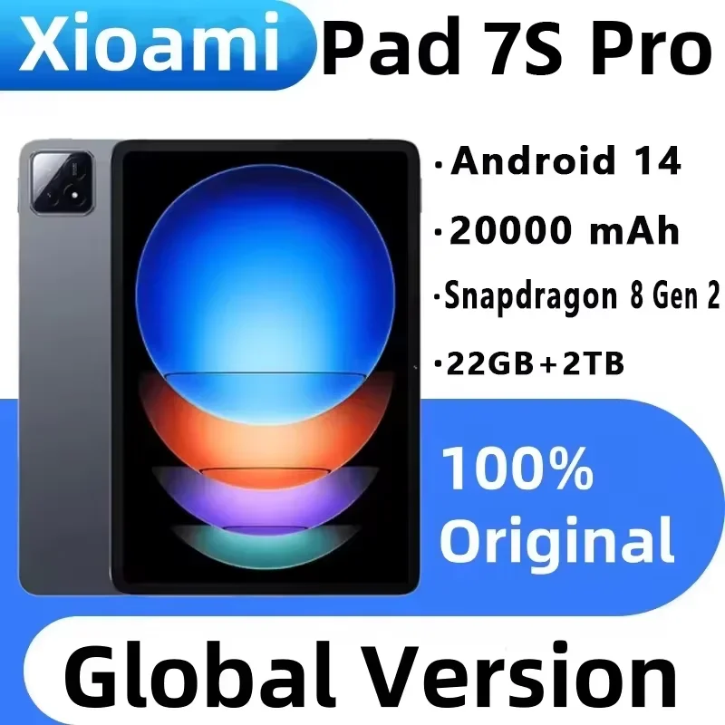 Tableta 7S Pro versión Global, Tablet Original con Android 14, HD, 4K, Android 14, 22GB + 1TB, 20000mAh, 5G, Dual SIM, Snapdragon 8 Gen 2, GPS