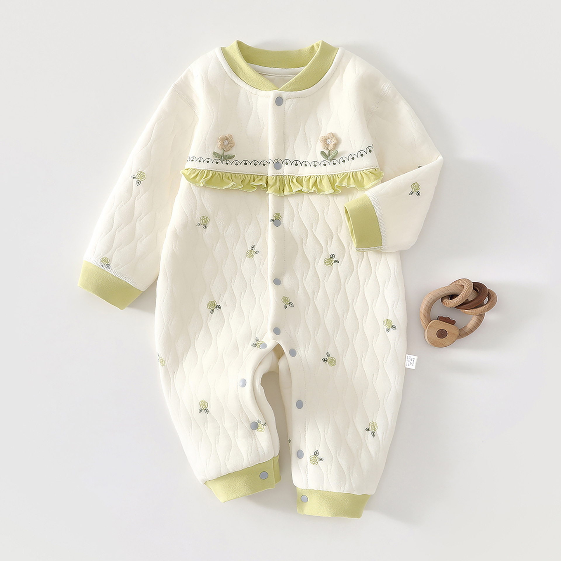 Baby Jumpsuit, Autumn Thick Cotton Jacket, Three-layer Warm Clothes for Newborns 0-18 Months Crawling Clothes for Young Children