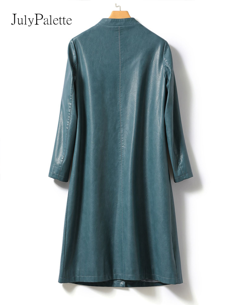 ジュリパレット-女性用シープスキンレザーコート、女性用Oネックロングトレンチコート、シングルブレストスプリットシープスキンアウターウェア、2024年秋